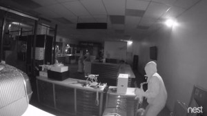 A robbery at a drone store in Studio City is seen in this image provided by the shop owner. 