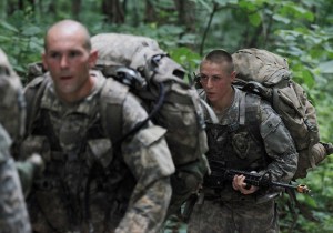 U.S. Army Soldiers 1st Lt. Shaye Haver (right) takes part in mountaineering training at the U.S. Army Ranger School on Mount Yonah July 14, 2015 in Cleveland, Georgia. U.S. Army Capt. Kristen Griest and 1st Lt. Shaye Haver were the first female soldiers to graduate from Ranger School. (Credit: Ebony Banks/U.S. Army via Getty Images)