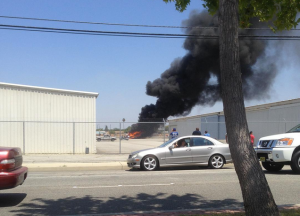 Instagram user taco_mell tweeted this photo after a plane crashed at the Compton/Woodley Airport on Aug. 9, 2015. 