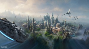 New lands at Disneyland and Walt Disney World will be based on a "Star Wars" planet, seen here in an artist's rendering. (Credit: Walt Disney Company)