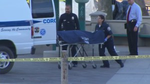 A man in his 20s was pronounced dead at the scene after a shooting on the Venice Boardwalk on Aug. 30, 2015, police said. (Credit: KTLA)