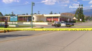 Police tape is seen at one of several crime scenes connected to a shooting rampage in the Banning area on Saturday, Sept. 26, 2015. (Credit: InlandNews)