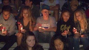 Friends, family members and classmates gathered at Camarillo High School to remember former student Daniel Morales on Sept. 1, 2015. (Credit: KTLA)