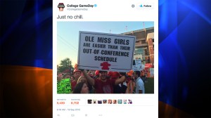 A tweet from the @CollegeGameDay account sparked controversy on Saturday, Sept. 19, 2015. (Credit: ESPN)