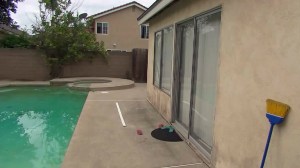 Dumaual pushed the intruder into the swimming pool in his back yard while he waited for authorities to arrive. (Credit: KTLA)