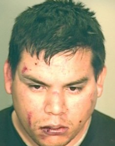 Luis Gilbert Sanchez is seen in a booking photo provided by the San Bernardino County District Attorney’s Office.