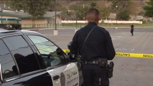 A police investigation was under way at a park in Ventura after three men were stabbed at a youth baseball game on Sunday, Sept. 20, 2015. (Credit: KTLA)
