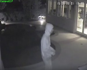 Surveillance video shows three burglars who stole more than $700,000 in personal property from a home in Beverly Crest on Tuesday, Sept. 29, 2015, police said. (Credit: Los Angeles Police Department)