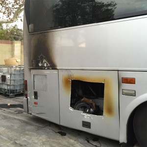 A photograph of the burned out rear engine compartment of the bus was provided by the Los Angeles County Sheriff's Department.