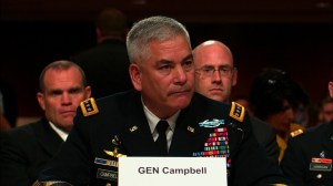 General John F. Campbell, the commander of U.S. forces in Afghanistan, appeared before a Senate committee on Oct. 6, 2015. (Credit: Pool)