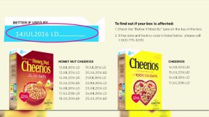 To determine if their cereal is affected, customers can check the "better if used by" codes of the affected boxes listed here.