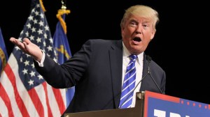 Republican presidential candidate Donald Trump speaks during a campaign rally at the Treasure Island Hotel & Casino on October 8, 2015 in Las Vegas. (Credit: Isaac Brekken/Getty Images)