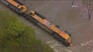 A train derailed near Corsicana, Texas, on Saturday, Oct. 24, 2015. (Credit: KTVT)