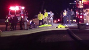 Two pedestrians were killed, and a third was in critical condition, after a vehicle hit a group of young people in the Winchester area on Oct. 29, 2015. (Credit: Loudlabs) 