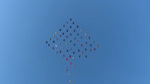 Skydivers in wingsuits broke a world record with this formation in Perris on Oct. 17, 2015. (Credit: Mark Harris)