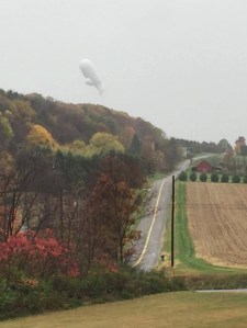 A viewer sent this photo of the blimp over Columbia County, Pennsylvania, in to WNEP.