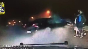 A harrowing crash in Connecticut was captured on video by a police cruiser's dashcam on Nov. 27, 2015. (Credit: Connecticut State Police)