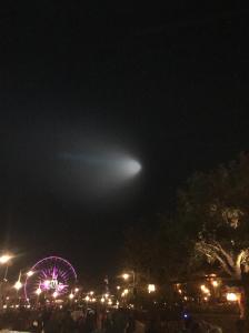A viewer's photo shows the mysterious light in the sky above Disneyland in Anaheim on Saturday, Nov. 7, 2015.