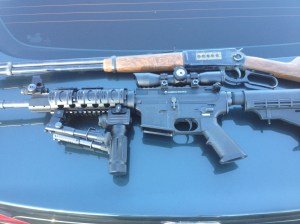 Weapons seized in the San Fernando Valley are shown in this image provided by the Los Angeles Police Department. 