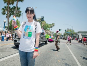 Pauley Perrette attends the 2014 LA Gay Pride Festival on Sunday, June 8, 2014 in West Hollywood. (Credit: Chelsea Guglielmino/Getty Images)