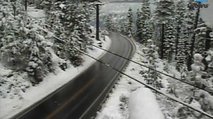 Caltrans District 3 tweeted this photo of snow through Echo Summit on Nov. 2, 2015.