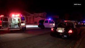 Deputies and firefighter-paramedics responded to a quadruple shooting in Rowland Heights on Dec. 31, 2015. (Credit: KTLA)