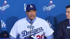 Dave Roberts was formally introduced as the manager of the Los Angeles Dodgers on Dec. 1, 2015. (Credit: KTLA)