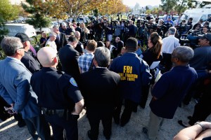 San Bernardino Police Chief Jarrod Burguan speaks with the media regarding the mass shooting at the Inland Regional Center on Dec. 2, 2015. (Credit: Sean M. Haffey/Getty Images)