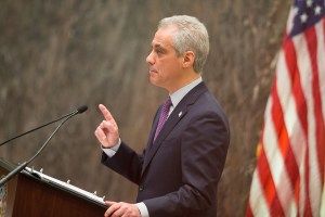 Chicago Mayor Rahm Emanuel on Dec. 9, 2015, addresses a special session of the City Council as his administration continues to come under fire amid allegations of extreme misconduct in the Chicago Police Department. (Credit: Scott Olson/Getty Images)