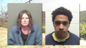 Tami Joy Huntsman, left, and Gonzalo Curiel, right, are seen in booking photos released by the Plumas County Sheriff's Office to KRCR.