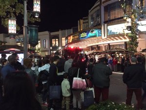 Moviegoers were evacuated from the Pacific Theatres at The Grove after a fire alarm was pulled on Dec. 17, 2015. (Credit: Michael Drake)