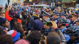 Protesters gather in the streets of Chicago on Dec. 9, 2015, after Mayor Rahm Emanuel apologized for the circumstances surrounding Laquan McDonald's death. (Credit: CNN)