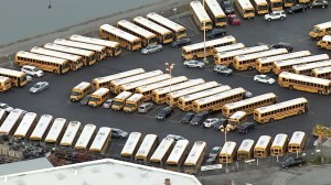 LAUSD bus service was canceled for the day amid a threat to the school district on Dec. 15, 2015. (Credit: KTLA)