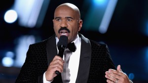 Television personality Steve Harvey hosts the 2015 Miss Universe Pageant at The Axis at Planet Hollywood Resort & Casino on December 20, 2015 in Las Vegas. (Credit: Ethan Miller/Getty Images)