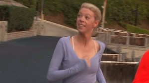 Adrianne Haslet-Davis, who lost her left leg below the knee during the 2013 Boston Marathon bombing, plans to run the race. She is seen training at the Hollywood Bowl on Jan. 27, 2016. (Credit: KTLA)