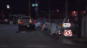 The Sixth Street Bridge in downtown Los Angeles was closed on Jan. 27, 2016. (Credit: KTLA)