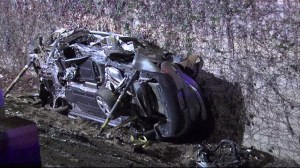 A pursuit came to an end in Buena Park when the driver crashed into a wall off the 91 Freeway. (Credit: OnScene.TV)