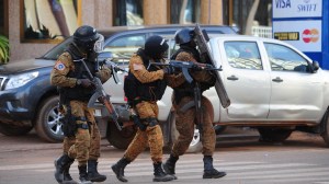 Special police forces are seen during search operations following an attack by Al-Qaeda linked gunmen on January 16, 2016 in Ouagadougou. (Credit: AHMED OUOBA/AFP/Getty Images)