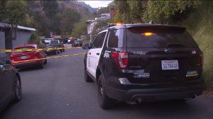 Los Angeles police shot and killed a suspected burglar in Hollywood Hills West on Jan. 16, 2016, officials said. (Credit: KTLA)