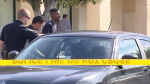 One of two men taken into custody after a bank robbery in Culver City is seen on Jan. 21, 2016. (Credit: KTLA)