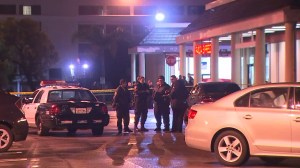 Police investigate the fatal shooting of a 17-year-old woman in Del Rey on Jan. 6, 2016. (Credit: KTLA)