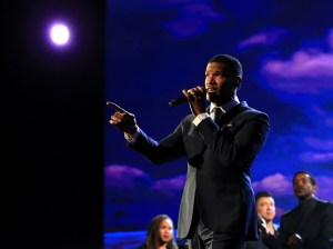 Actor/singer Jamie Foxx performs onstage at A+E Networks "Shining A Light" concert at The Shrine Auditorium on Nov. 18, 2015 in Los Angeles. (Credit: Christopher Polk/Getty Images for A+E Networks)