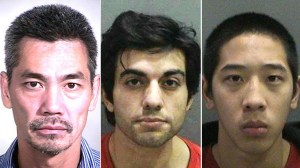 Bac Duong, Hossein Nayeri, and Jonathan Tieu, left to right, are shown in photos released by OCSD.