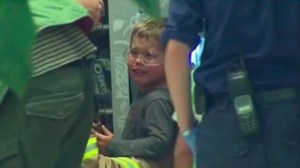 A 4-year-old boy got his arm stuck in a vending machine in Melbourne, Australia. (Credit: Seven Network via CNN)