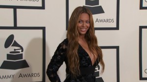 Beyonce on the red carpet at the 57th Annual GRAMMY Awards in Los Angeles on Sunday, February 8, 2015. (Credit: Pool Photo) 