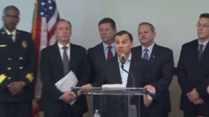 Southern California Gas Co. CEO Dennis Arriola speaks at a news conference in Chatsworth on Feb. 18, 2016, when authorities announced a leaking well was capped. (Credit: KTLA)