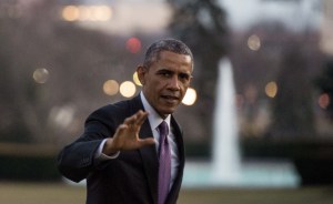 President Barack Obama returns to the White House on Jan. 15, 2015. (Credit: NICHOLAS KAMM/AFP/Getty Images)