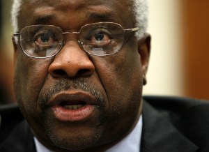 U.S. Supreme Court Justice Clarence Thomas testifies during a hearing before the Financial Services and General Government Subcommittee of the House Appropriations Committee April 15, 2010, on Capitol Hill. (Credit: Alex Wong/Getty Images)