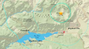 A magnitude-3.9 earthquake struck Big Bear Tuesday morning. (Credit: USGS)