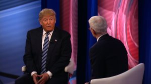 Donald Trump speaks to Anderson Cooper at CNN Townhall in Greenville, South Carolina on February 18, 2016. (Credit: CNN)